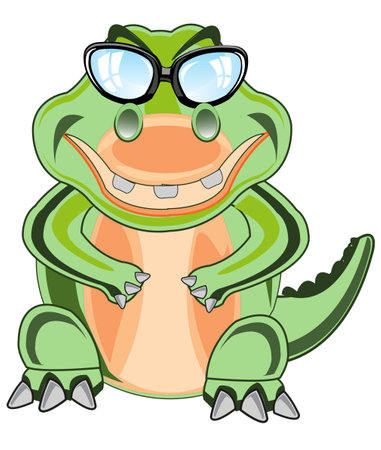 Cartoon animal crocodile on white background bespectacledのイラスト素材