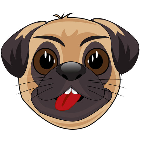 Vector illustration of the portrait of the dog of the sort pugのイラスト素材