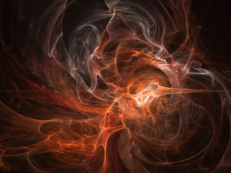 Fantasy orange white chaos abstract fractal effect light design backgroundの写真素材