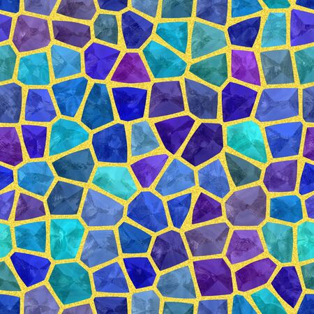 Blue, purple tiles seamless mosaic patternの写真素材