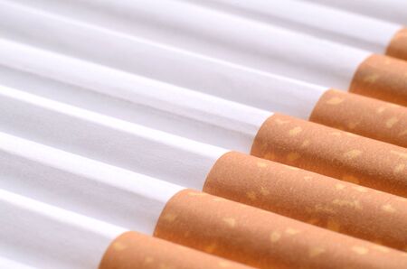 Close-up detail of cigarettes with filterの写真素材