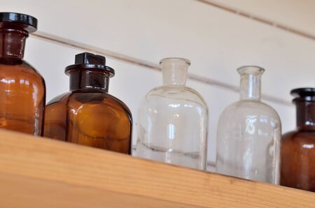 Old antique bottles for medicine purpose from first world war.
