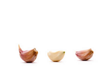 Allium sp. Garlic is widely used for its pungent flavor.の写真素材