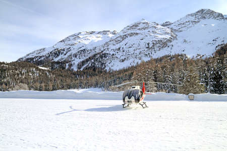 Engadina(Switzerland), helicopter on the snowの写真素材