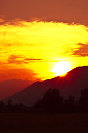 Sunset on the Alps (Valtellina - Italy)の写真素材