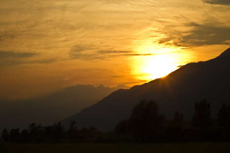 Sunset on the Alps (Valtellina - Italy)の写真素材