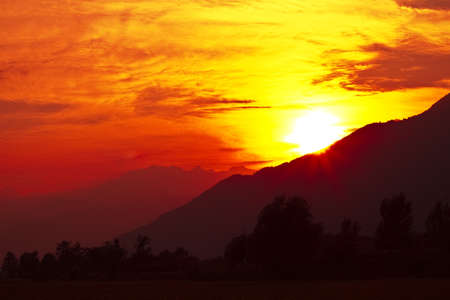 Sunset on the Alps (Valtellina - Italy)の写真素材