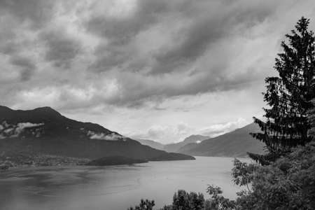 Lake Wakatipu, Queenstown, New Zealand in black and whiteの写真素材