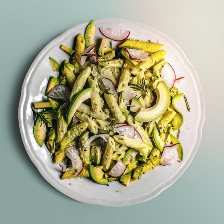 Avocado pasta on a plate