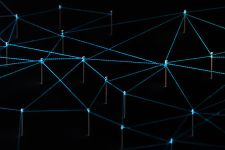 Business network background, connecting dots, technology designの写真素材