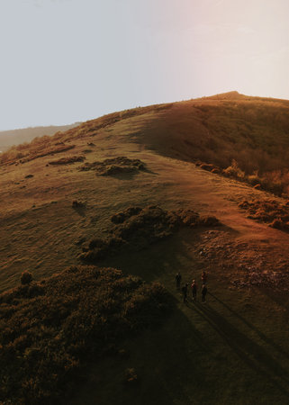 Nature landscape, hill walking photoの写真素材