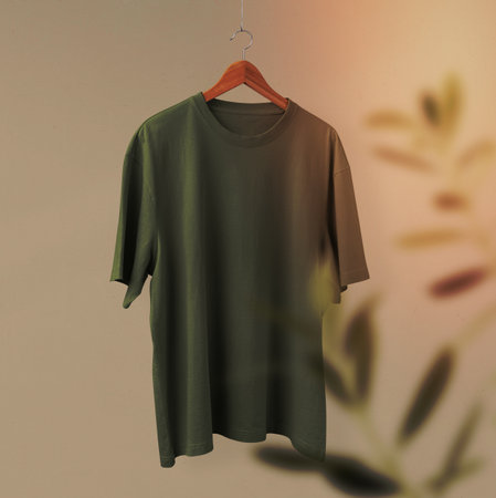 Green oversized t-shirt, casual apparel in unisex designの写真素材
