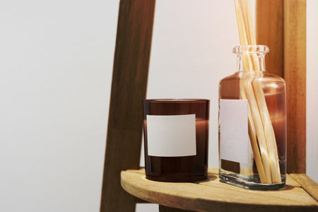 Spa treatment set in minimal bathroom interiorの写真素材