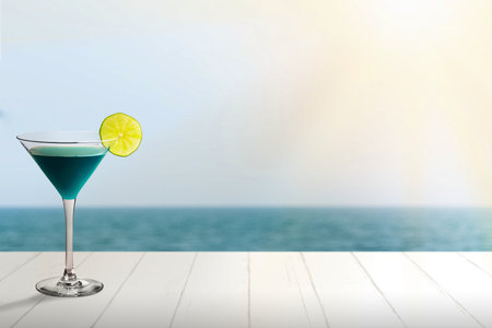 Summer product backdrop blue sea backgroundの写真素材