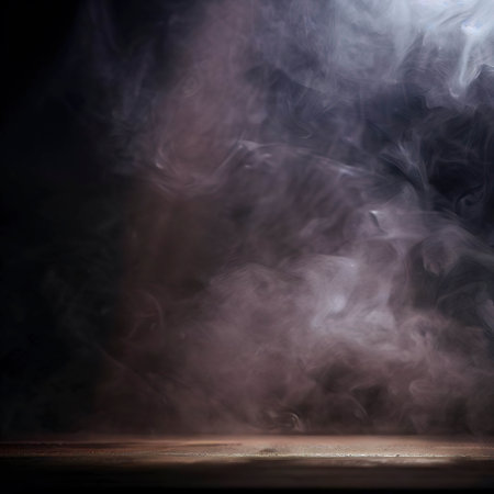 Fog In Darkness - Smoke And Mist On Wooden Tableの素材