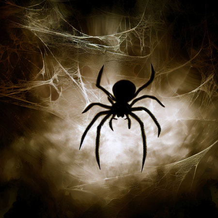Spider and cobweb background. The scary of the halloween symbolの素材
