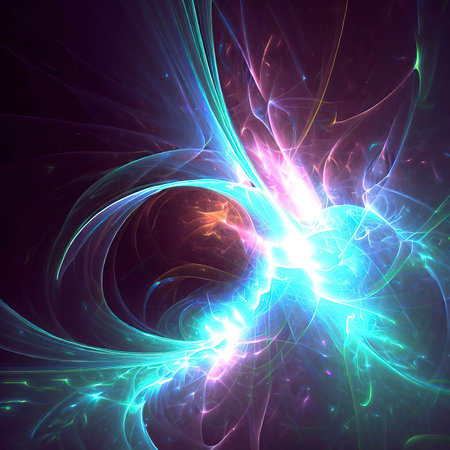Abstract neon fractal wallpaper with spaceの素材