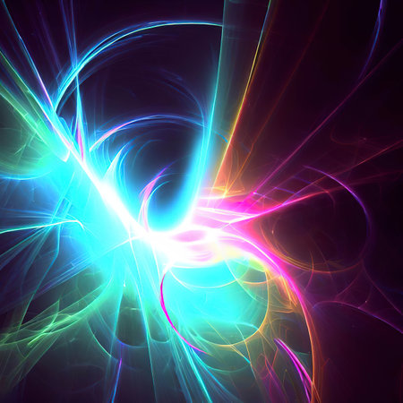 Abstract neon fractal wallpaper with spaceの素材