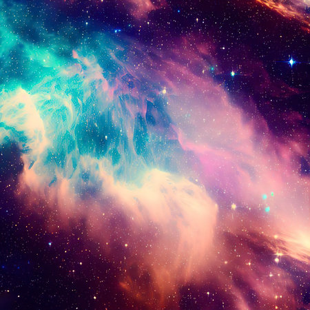 Colorful space galaxy cloud nebula. Stary night cosmos. Universe science astronomy.の素材