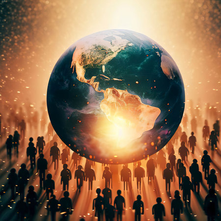earth globe on the population, world population dayの素材