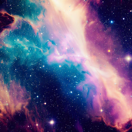 Colorful space galaxy cloud nebula. Stary night cosmos. Universe science astronomy.の素材
