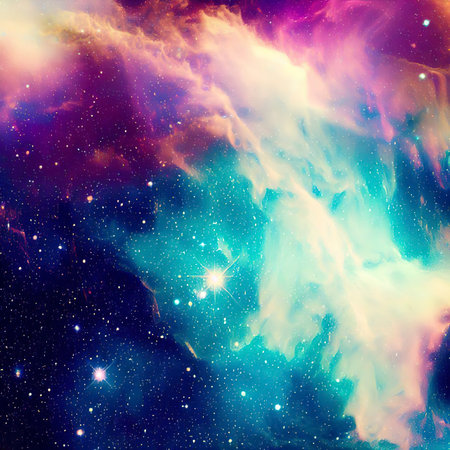 Colorful space galaxy cloud nebula. Stary night cosmos. Universe science astronomy.の素材