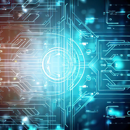 2d illustration Abstract futuristic electronic circuit technology backgroundの素材