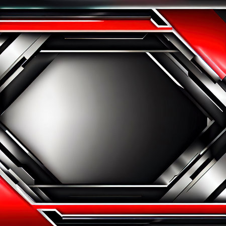 abstract metallic red shiny color black frame layout modern tech designの素材