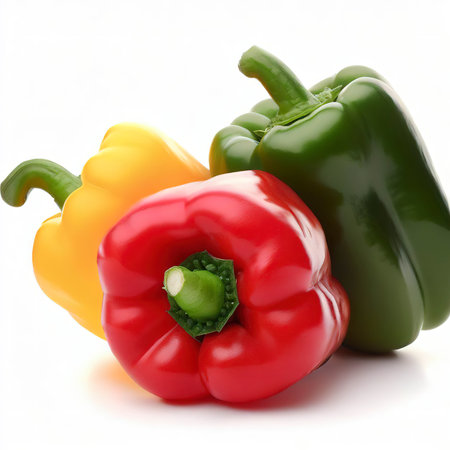 bell peppers isolated on white backgroundの素材