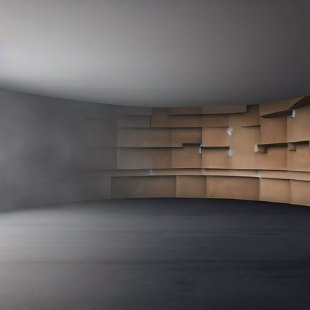 Empty dark abstract cement wall and studio room with smoke float up interior texture for display products wall background.の素材