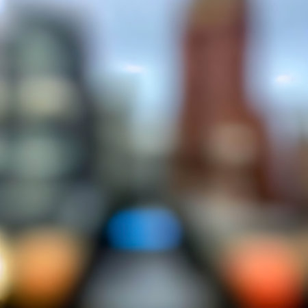 Defocused blur across urban buildings in New York Cityの素材