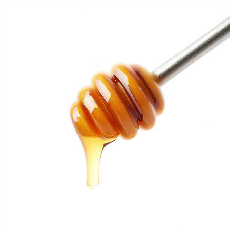 honey stirrer isolated on white backgroundの素材