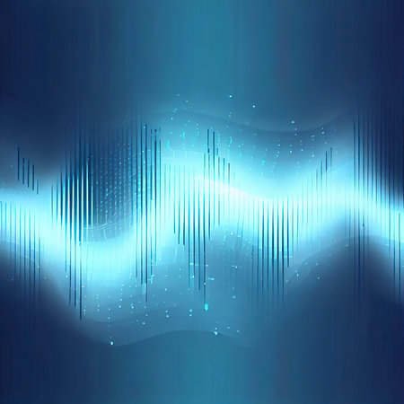 Music abstract background blue. Equalizer for music, showing sound waves with music waves, music background equalizer vector concept.の素材