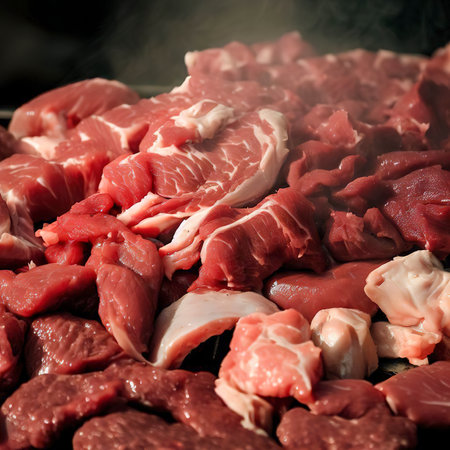 Mixture of Raw Meat on Barbecueの素材