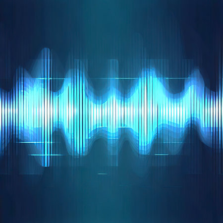 Music abstract background blue. Equalizer for music, showing sound waves with music waves, music background equalizer vector concept.の素材