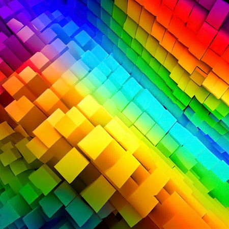 Rainbow of colorful blocks abstract backgroundの素材
