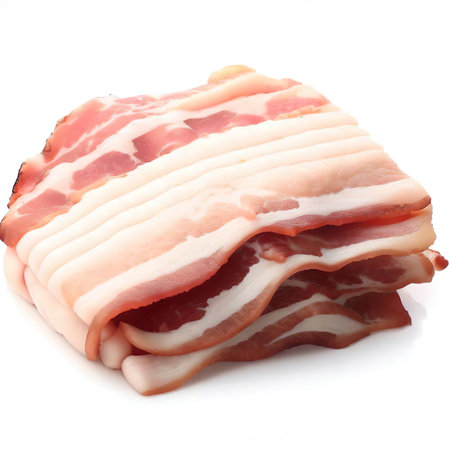 streaky pork isolated on white backgroundの素材