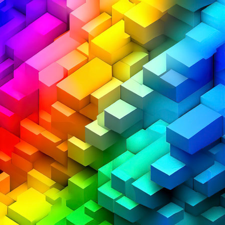 Rainbow of colorful blocks abstract backgroundの素材