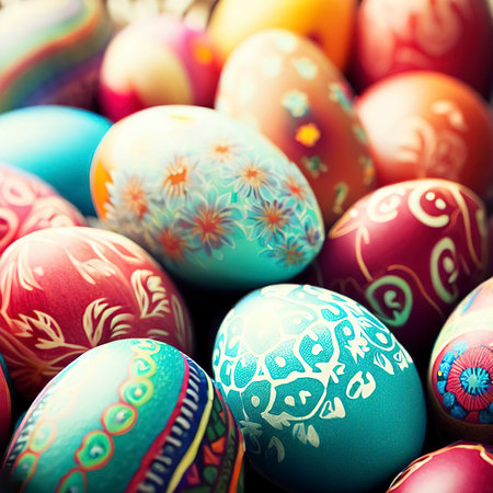 Colorful Traditional Easter Paschal Eggsの素材