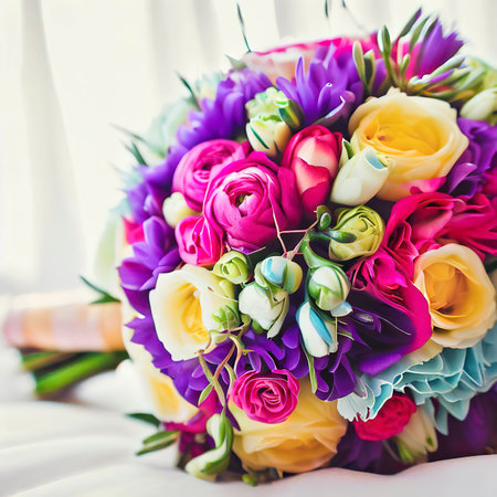 Colorful Wedding Bouquet Beautiful Romantic Flowersの素材