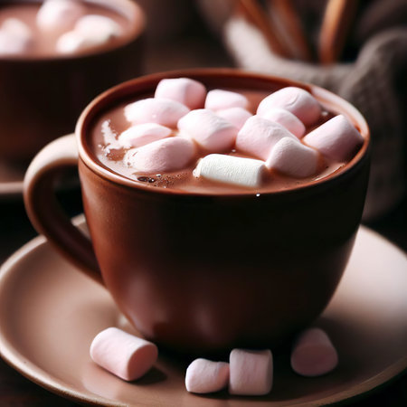 cup of hot chocolate with marshmallowsの素材