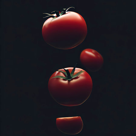 Levitation of red tomatoesの素材