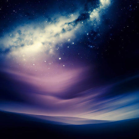 Abstract Night Landscape with Milky Way and Moonの素材