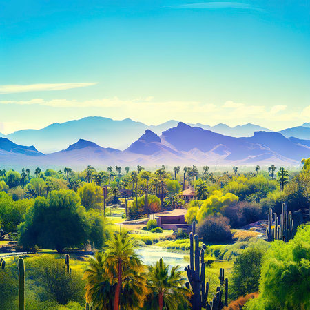 Beautiful southwestern state with scenic mountain landscapes and picturesque desert parks.の素材