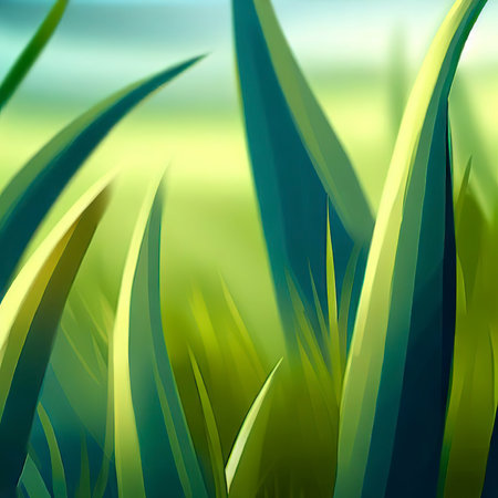close-up of grass, in a summer landscape,background, pattern, illustration, background for game landscapesの素材
