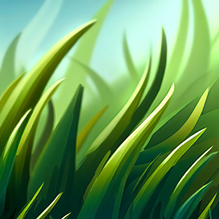 close-up of grass, in a summer landscape,background, pattern, illustration, background for game landscapesの素材