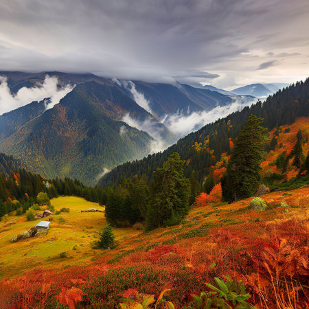 autumn and nature landscapes in the high mountains of the black seaの素材