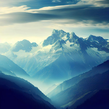 Mountain landscapes with snow peaks, Austriaの素材