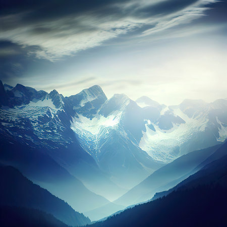 Mountain landscapes with snow peaks, Austriaの素材