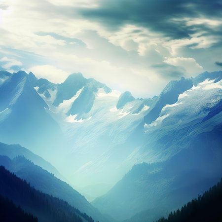 Mountain landscapes with snow peaks, Austriaの素材
